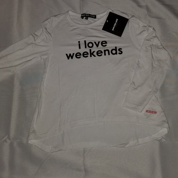 PLW L/S White I Love Weekends Tee Sz 6, 6X, 12 - Picture 6 of 6